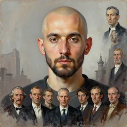 creative bald kazakh guy with a short beard, painted by ruan jia, raymond swanland, lawrence alma tadema, zdzislaw beksinski, norman rockwell, jack kirby, tom lovell, alex malveda, greg staples