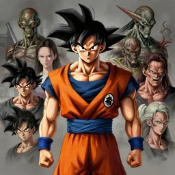 a study of cell shaded portrait of goku concept art, llustration, post grunge, concept art by josan gonzales and wlop, by james jean, Victo ngai, David Rubín, Mike Mignola, Laurie Greasley, highly detailed, sharp focus, alien, Trending on Artstation, HQ, deviantart, art by artgem