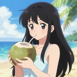anime girl with a coconut
