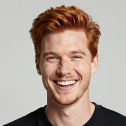 a portrait of a laughing man with ginger hair, by ross tran in a cubist style rendered in pixel art, psychedelic, rainbow, swirling splattered colors, otherworldly, abstract