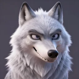 portrait headshot of a handsome male white skull - wolf in the style of zootopia. pixar, fur volumetric lighting, subsurface scattering, hyperrealistic, octane render, hyperdetailed