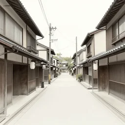 old Japanese Street scene by Kilian Eng, minimalist, detailed