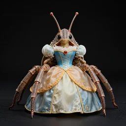 tardigrade dressed as a princess, studio photography, black background, 4 k