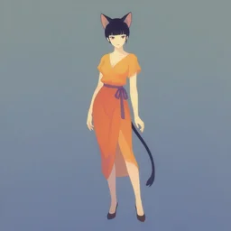 anime cat girl art by dustin nguyen akihiko yoshida greg tocchini, empty background, elegant, vibrant colors, morandi color scheme, octane render, commission art