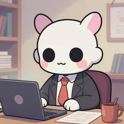 kawaii pastel undead accountant by jamie hewlett and artgerm, cel shading, toon shading, detailed