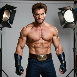 photoshoot of a ripped, hyper muscular young danny devito as x - men's wolverine, studio lighting 5 0 mm