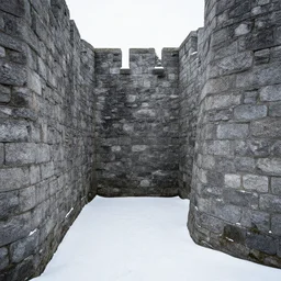 the massive stone walls surround the [ secret garden ] in winter. claustrophobic. andreas achenbach, artgerm, mikko lagerstedt, zack snyder, tokujin yoshioka