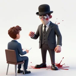a beautiful illustration of a strange anthropomorphic splatter paint man wearing a suit and bowler hat going to job interview by James Jean | unreal engine:.3