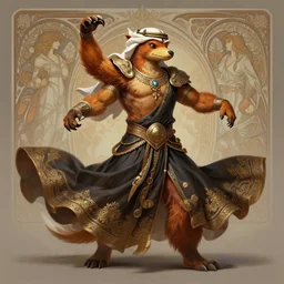 full body photograph of a male anthropomorphic platypus man fursona arabian dancer, deep focus, intricate, elegant, highly detailed, digital painting, artstation, concept art, matte, sharp focus, illustration, d & d, fantasy, hearthstone, art by artgerm and greg rutkowski and alphonse mucha