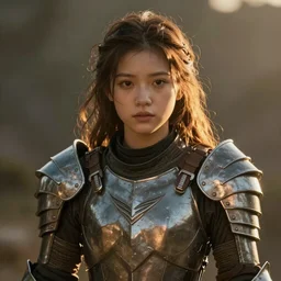 attractive aesthetically pleasing young girl portrait, partially clothed in metal-plated battle armor, atmospheric lighting, painted, intricate, volumetric lighting, beautiful, golden hour, sharp focus, ultra detailed, by Leesha Hannigan, Ross Tran, Thierry Doizon, Kai Carpenter,Ignacio Fernández Ríos