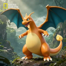 national geographic professional photo of charizard in the wild, award winning