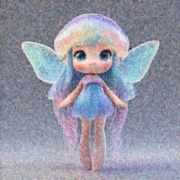 cute, full body, female, anime style, a jelly fish girl with fairy wings, large eyes, beautiful lighting, sharp focus, simple background, creative