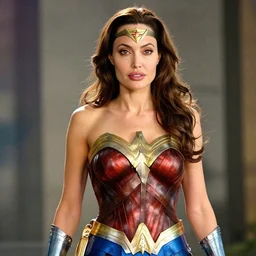 young angelina jolie as wonder woman, photorealistic, photographed in the style of annie leibovitz - h 6 4 0
