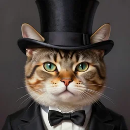 close portrait of a fancy cat with a top hat, vaporwave, highly detailed, digital painting, artstation, concept art, smooth, sharp focus, illustration, art by artgerm and greg rutkowski and alphonse mucha