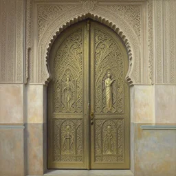 the gates of heaven, beautiful delicacy, flowing arab art deco architecture, repeating patterns, tim hildebrandt, wayne barlowe, bruce pennington, donato giancola, trending on artstation, cinematic composition, beautiful lighting, hyper detailed, 8 k, oil on canvas