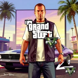 Walt Disney in Grand Theft Auto 5 cover art, epic, 4k resolution, extremely detailed, very sharp, artstation, digital art, vibrant,