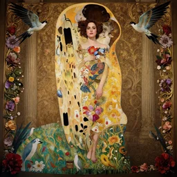 a beautiful intricate beatutifull lana del rey with birds, ultra - wide angle, baroque, elagant, highly detailed, photorealistic, flowers, octane render, 8 k, unreal engine, by william turner, by victo ngai, by alphonse mucha, by gustav klimt, hd, trending on artstation, hyper detailed, cinematic, intense colors