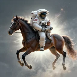 astronaut carrying the horse on his back, particle effects, ethereal, dreamy, backlit, highly detailed, soft ambient lighting, sharp focus, rule of thirds, artgerm, wlop, arney freytag, rossdraws, frank frazetta, andrei riabovitchev, hd, octane, 4 k