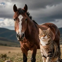 peter the sweet potato. peter looking at camera horse half cat