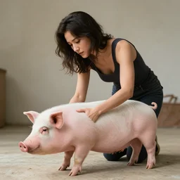 woman transforming into a pig