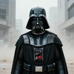 cinestill 5 0 d candid photographic portrait by helen levitt of darth vader wearing rugged black mesh techwear, modern cyberpunk moody emotional cinematic, white pale concrete city, dust storm, 8 k, hd, high resolution, 3 5 mm, f / 3 2, ultra realistic faces, ex machina