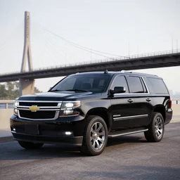 a black 2 0 1 4!!! chevrolet suburban parked in front of a bridge, a digital rendering, trending on cg society, ultra realistic, ultra detailed