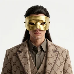 portrait of masked dune dynasty with gucci clothes, white background, 8 k, symmetrical, 3 d render, octane render, insane details