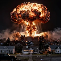 an american neighborhood at night nuclear explosion