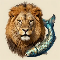 a photo of an animal with lion's head and fish's tail