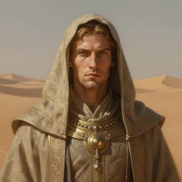 portrait of the leto ii, god emperor of dune, intricate, highly detailed, ray tracing, digital painting, artstation, concept art, smooth, sharp focus, illustration, art by artgerm and greg rutkowski and alphonse mucha, 8 k