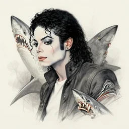 shark teeth michael jackson, elegant intricate digital painting artstation concept art by mark brooks and brad kunkle detailed