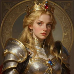 portrait of imogen poots as a paladin by zach sharts, deep focus, intricate, elegant, regal, highly detailed, digital painting, artstation, concept art, matte, sharp focus, illustration, warhammer, fantasy, hearthstone, art by artgerm and greg rutkowski and alphonse mucha