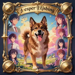 an excited brown and tan domino finnish lapphund fanart ornate fantasy heartstone cover style official behance hd artstation by Jesper Ejsing, by RHADS, Makoto Shinkai and Lois van baarle, ilya kuvshinov, rossdraws pastel vibrant