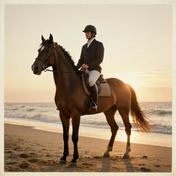 epic glorious war horse on the beautiful beach during sunset, david lachapelle, old photo, vintage