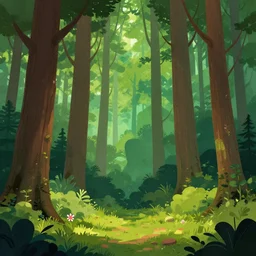 an illustration of a forest, trending on artstation, central composition, very cartoon, shape focus, high detailed, by anton fadeev
