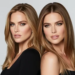 high quality headshot photograph of a model that looks equally like carmen electra and like tiffani thiessen.
