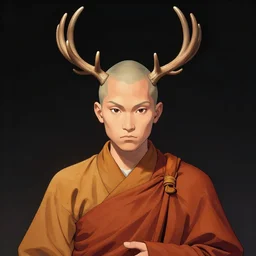 a monk with antlers, marvel comics style,