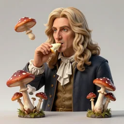 Sir Isaac Newton eating magic mushrooms and tripping out 4K detail