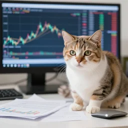 a cat investing in the stock market