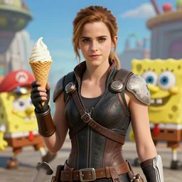 emma watson in gears of war destiny 2 call of duty warframe pokemon mario spongebob fortnite ice cream animal crossing smash bros highly detailed, extremely high quality, hd, 4 k, 8 k, professional photographer, 4 0 mp, lifelike, top - rated, award winning, realistic, detailed lighting, detailed shadows, sharp, no blur, edited, corrected, trending