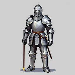 pixel art of a full armored knight by daniel gerhartz, trending on art station