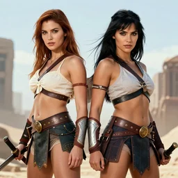 Maxim models as Xena Warrior Princess,photorealistic,HDR,8k