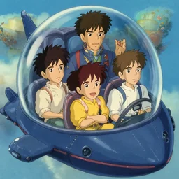 cute boys, spaceship, in the style of studio ghibli, j. c. leyendecker, greg rutkowski, artgerm