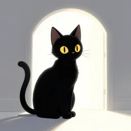 evil black cat sitting next to a glowing doorway, by Anne Stokes, digital illustration, artstation, artstation hq, hd