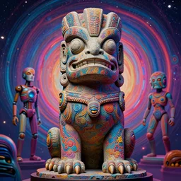 a surreal portrait statue of elon musk as a psychedelic neural tiki reptile stone god figure by naoto hattori, android jones, and chris dyer, deep bold colors, galactic dmt entity, depth of field, intricate beautiful painting, billions of details, octane render, portal, 8 k, detailed vector, trending on artstation, cgisociety wow!!!!!