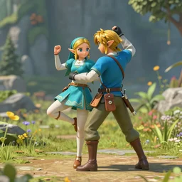 real photo, zelda dancing with link, hyper realistic, 4 k octan render, unreal 5