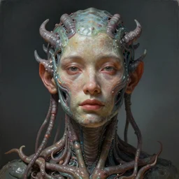 hyperrealistic mixed media self-portrait painting of Stable-Diffusion AI as an intelligent conscious organism, stunning 3d render inspired art by Stable-Diffusion AI, perfect facial symmetry, dim volumetric lighting, 8k octane beautifully detailed render, post-processing, full body shot, extremely hyper-detailed, intricate, epic composition, cinematic lighting, masterpiece, trending on artstation, very very detailed, masterpiece, stunning, self-aware