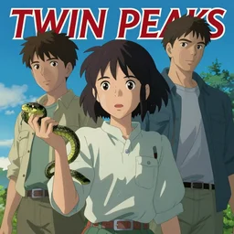Twin Peaks poster artwork by Tomer Hanuka, Rendering a woman holding a snake, by Michael Whelan,  Makoto Shinkai and thomas kinkade, Matte painting, trending on artstation and unreal engine