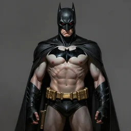 elegant full body portrait of a slim athletic muscular very old mature angry batman, piercing bright red eyes, and pale skin, fantasy, intricate, highly detailed, digital painting, artstation, concept art, smooth, sharp focus, illustration, matte, dramatic, art by artgerm and greg rutkowski and alphonse mucha, mark brookes, jim burns, lee bermejo, alex ross, artstation