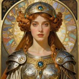 realistic detailed face portrait of a beautiful futuristic priestess in alien mythic armor and opulent clothing by alphonse mucha, ayami kojima, amano, greg hildebrandt, and mark brooks, female, feminine, art nouveau, aetherpunk, neo - gothic, gothic, character concept design